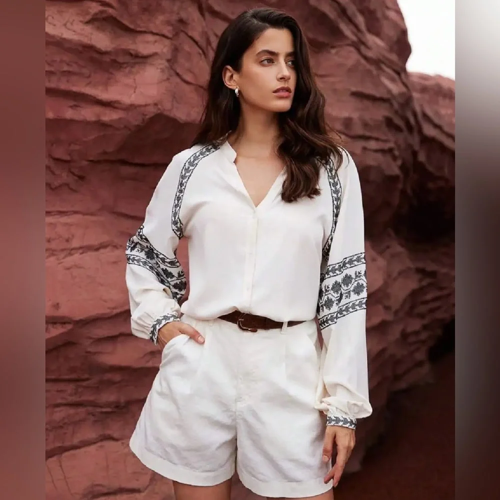 Zara Embroidered White Blouse - Picture 3 of 7